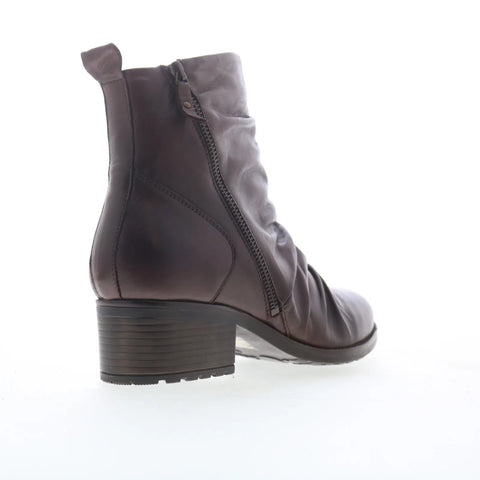 Miz Mooz Juliena Womens Brown Leather Zipper Ankle & Booties Boots