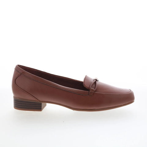 Clarks Juliet Shine 26175181 Womens Brown Wide Loafer Flats Shoes