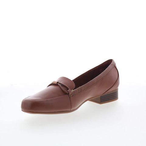 Clarks Juliet Shine 26175181 Womens Brown Wide Loafer Flats Shoes