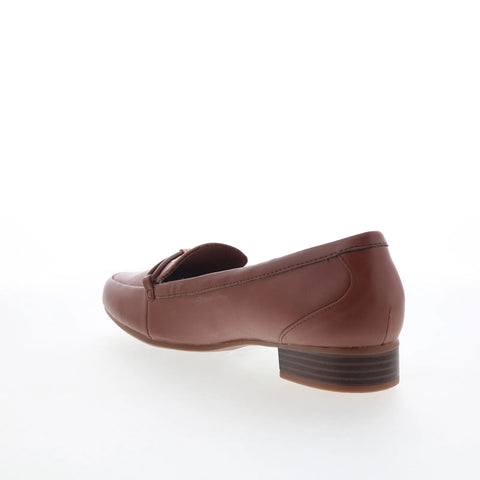 Clarks Juliet Shine 26175181 Womens Brown Wide Loafer Flats Shoes
