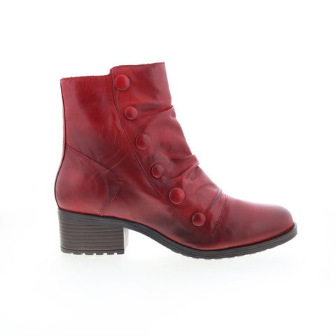 Miz Mooz Juliette Womens Red Leather Zipper Ankle & Booties Boots