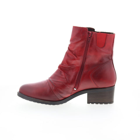 Miz Mooz Juliette Womens Red Leather Zipper Ankle & Booties Boots