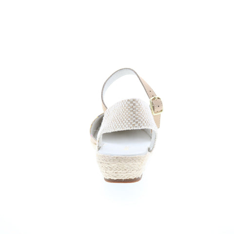 David Tate Juno Womens Beige Narrow Canvas Hook & Loop Strap Flats Shoes