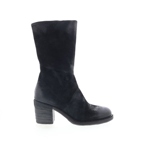 A.S. 98 Justin Womens Black Suede Zipper Casual Dress Boots