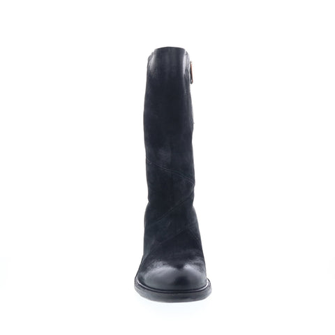 A.S. 98 Justin Womens Black Suede Zipper Casual Dress Boots