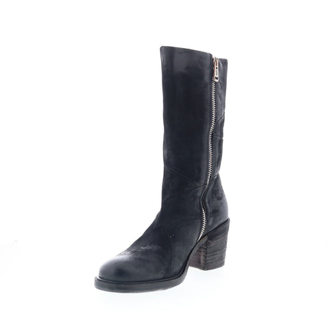 A.S. 98 Justin Womens Black Suede Zipper Casual Dress Boots