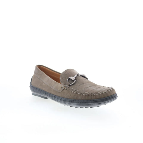 T.B. Phelps K3836 Mens Gray Leather Slip On Loafers & Slip Ons Penny Shoes