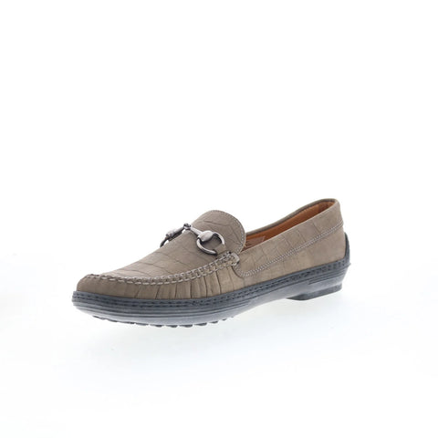 T.B. Phelps K3836 Mens Gray Leather Slip On Loafers & Slip Ons Penny Shoes
