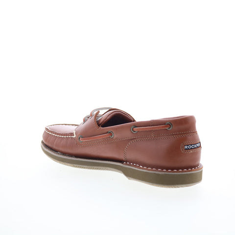 Rockport Perth K55031 Mens Brown Leather Wide Loafers & Slip Ons Boat Shoes