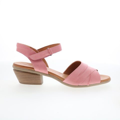Miz Mooz Kacie Womens Pink Leather Strap Heeled Sandals Shoes