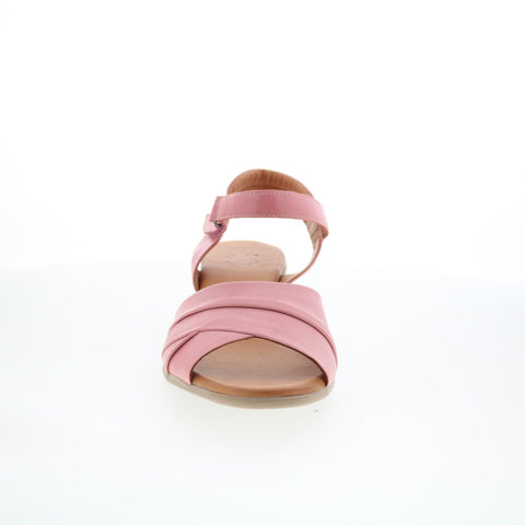 Miz Mooz Kacie Womens Pink Leather Strap Heeled Sandals Shoes