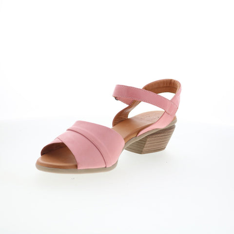 Miz Mooz Kacie Womens Pink Leather Strap Heeled Sandals Shoes