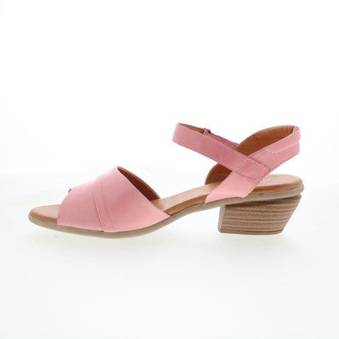 Miz Mooz Kacie Womens Pink Leather Strap Heeled Sandals Shoes