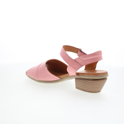 Miz Mooz Kacie Womens Pink Leather Strap Heeled Sandals Shoes