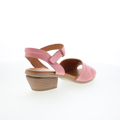 Miz Mooz Kacie Womens Pink Leather Strap Heeled Sandals Shoes