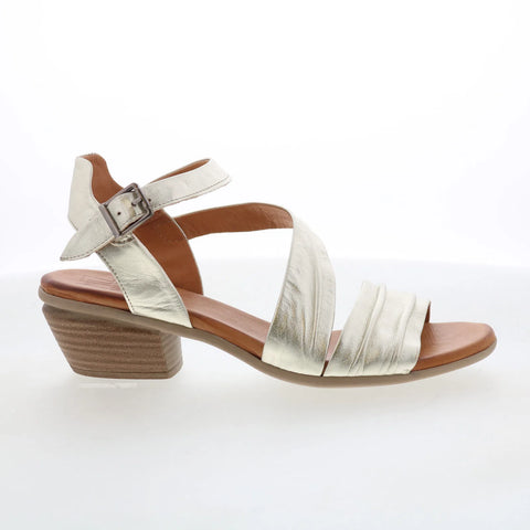 Miz Mooz Kailee Womens Gold Leather Hook & Loop Strap Sandals Shoes