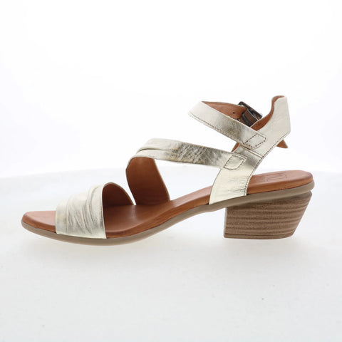Miz Mooz Kailee Womens Gold Leather Hook & Loop Strap Sandals Shoes