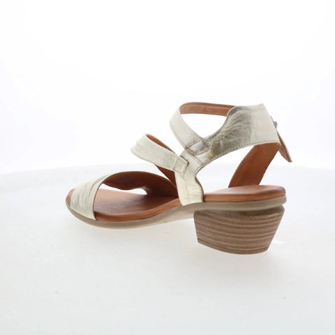 Miz Mooz Kailee Womens Gold Leather Hook & Loop Strap Sandals Shoes