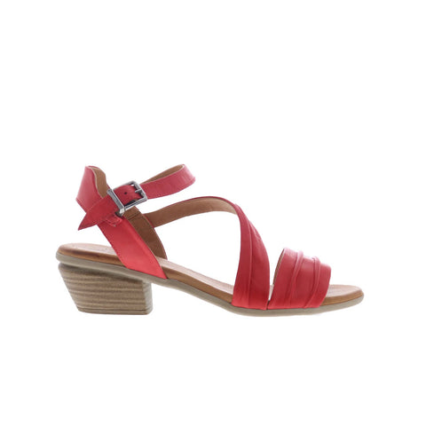 Miz Mooz Kailee Womens Red Leather Hook & Loop Heeled Sandals Shoes