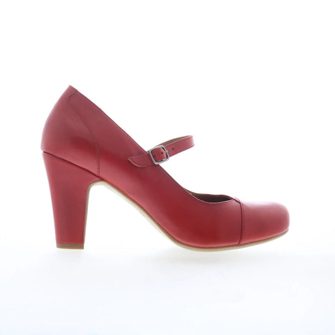 Miz Mooz Kaine Womens Red Leather Hook & Loop Pumps Heels Shoes