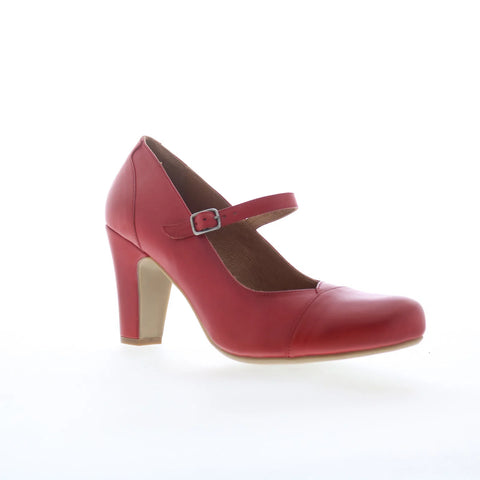 Miz Mooz Kaine Womens Red Leather Hook & Loop Pumps Heels Shoes