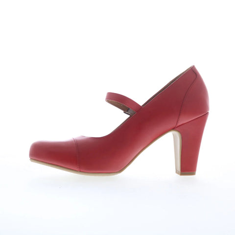Miz Mooz Kaine Womens Red Leather Hook & Loop Pumps Heels Shoes