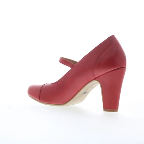 Miz Mooz Kaine Womens Red Leather Hook & Loop Pumps Heels Shoes