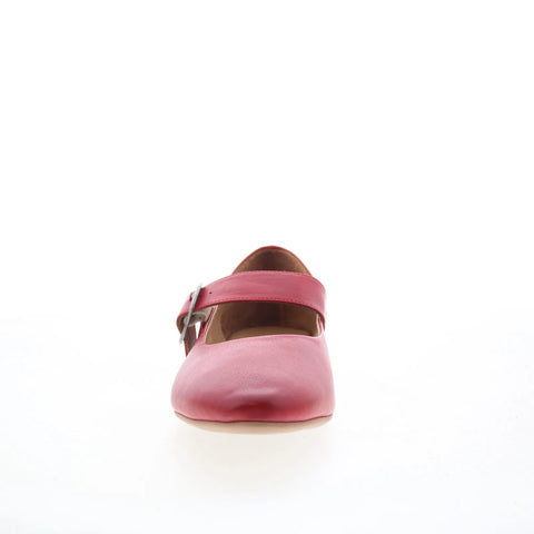 Miz Mooz Kaity Womens Red Leather Hook & Loop Ballet Flats Shoes