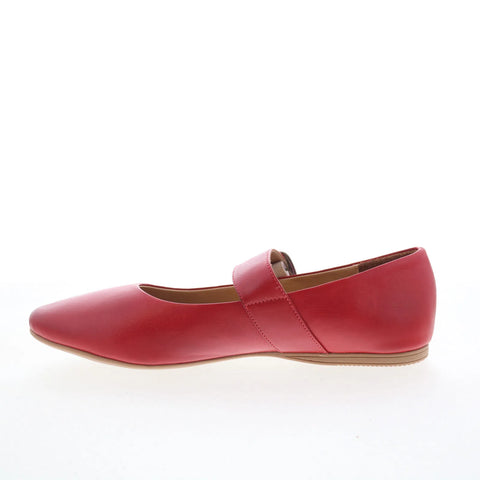 Miz Mooz Kaity Womens Red Leather Hook & Loop Ballet Flats Shoes