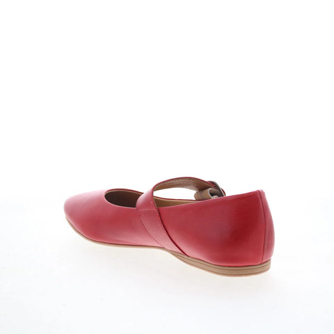 Miz Mooz Kaity Womens Red Leather Hook & Loop Ballet Flats Shoes