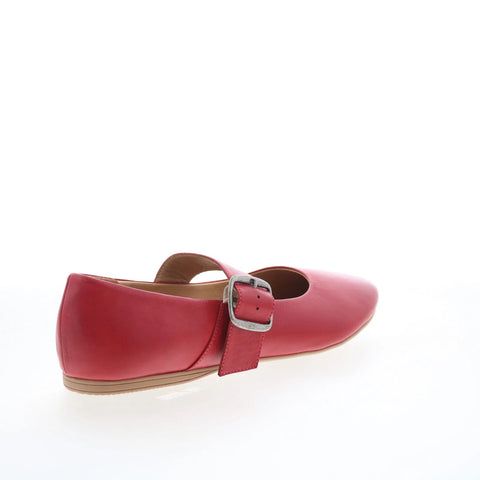 Miz Mooz Kaity Womens Red Leather Hook & Loop Ballet Flats Shoes