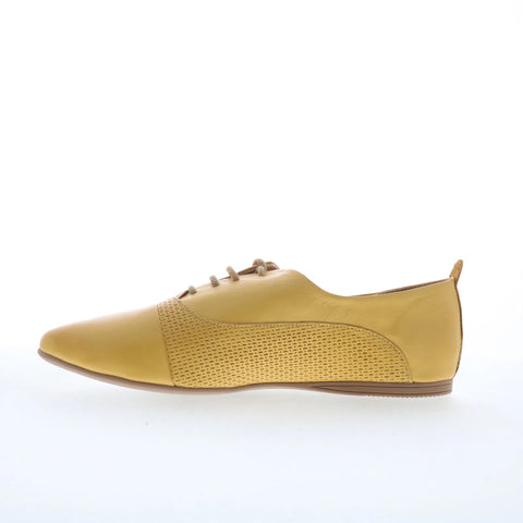 Miz Mooz Kallie Womens Yellow Leather Lace Up Oxford Flats Shoes