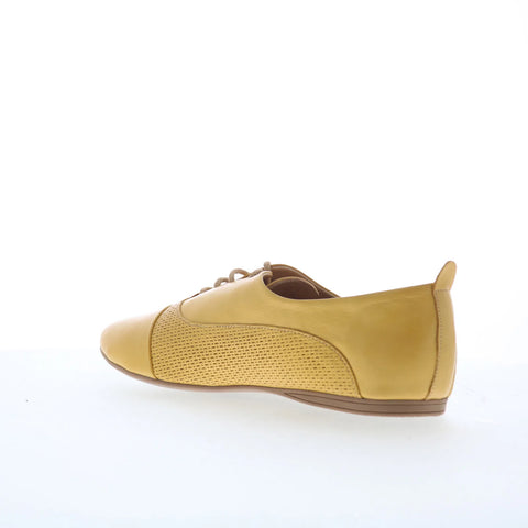 Miz Mooz Kallie Womens Yellow Leather Lace Up Oxford Flats Shoes