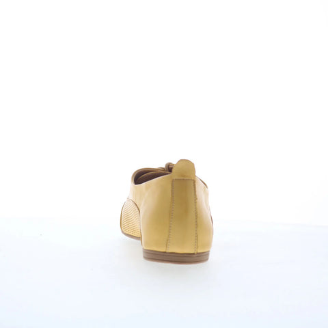 Miz Mooz Kallie Womens Yellow Leather Lace Up Oxford Flats Shoes