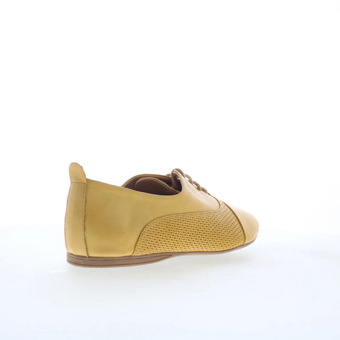 Miz Mooz Kallie Womens Yellow Leather Lace Up Oxford Flats Shoes