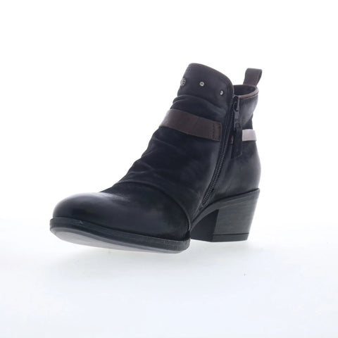 Miz Mooz Karima Womens Black Leather Zipper Ankle & Booties Boots