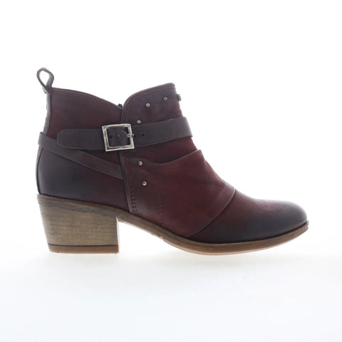 Miz Mooz Karima Womens Red Leather Hook & Loop Ankle & Booties Boots