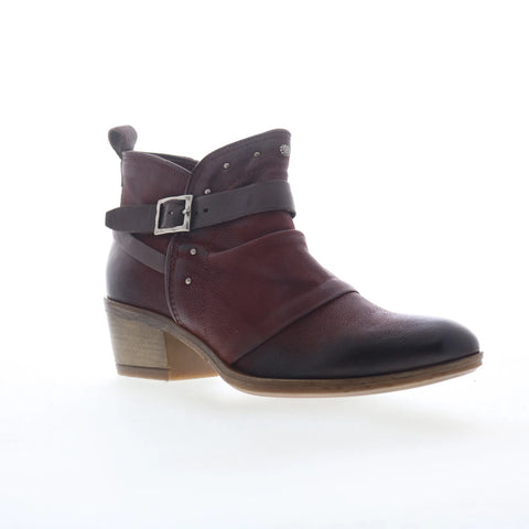 Miz Mooz Karima Womens Red Leather Hook & Loop Ankle & Booties Boots