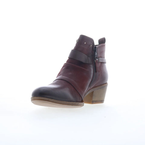 Miz Mooz Karima Womens Red Leather Hook & Loop Ankle & Booties Boots