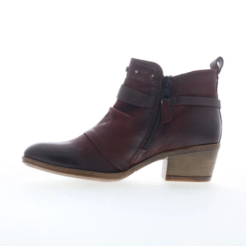 Miz Mooz Karima Womens Red Leather Hook & Loop Ankle & Booties Boots