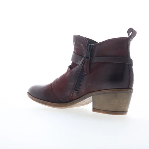 Miz Mooz Karima Womens Red Leather Hook & Loop Ankle & Booties Boots