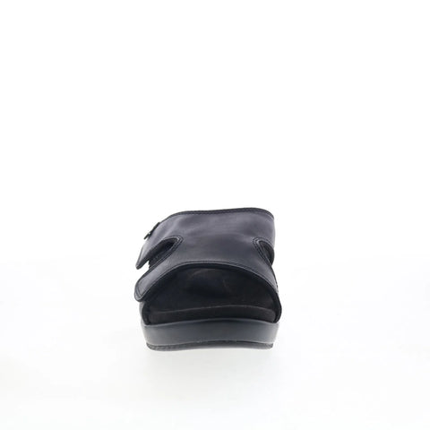 Spenco Karla Wedge SP1082BLK Womens Black Wide Synthetic Slides Sandals Shoes