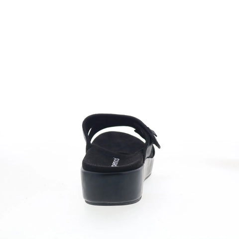Spenco Karla Wedge SP1082BLK Womens Black Wide Synthetic Slides Sandals Shoes