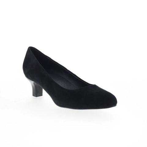Trotters Kate T2459-003 Womens Black Suede Slip On Pumps Heels Shoes