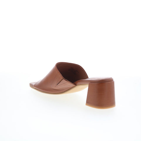 Miz Mooz Kaye Womens Brown Leather Slip On Heeled Sandals Shoes