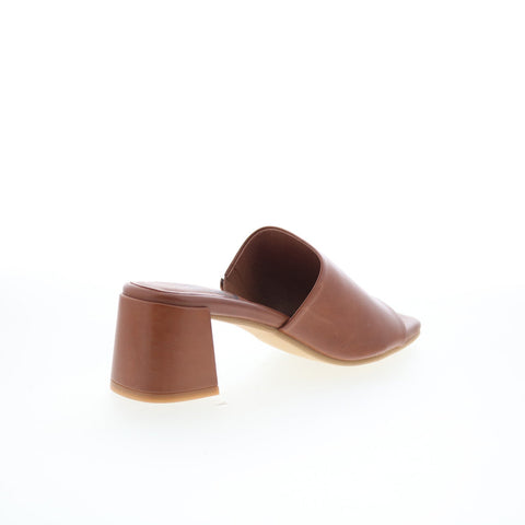 Miz Mooz Kaye Womens Brown Leather Slip On Heeled Sandals Shoes
