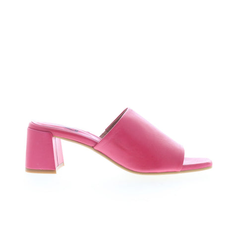 Miz Mooz Kaye Womens Pink Leather Slip On Heeled Sandals Shoes