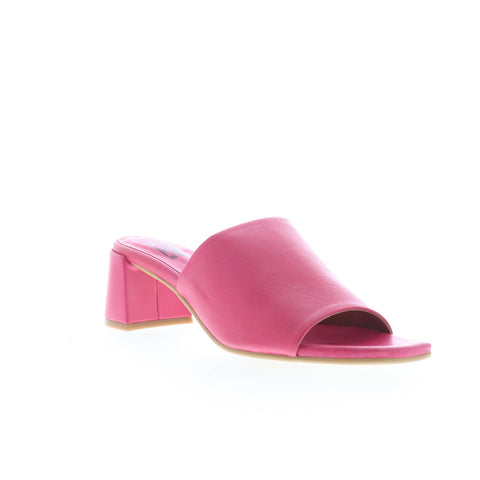 Miz Mooz Kaye Womens Pink Leather Slip On Heeled Sandals Shoes