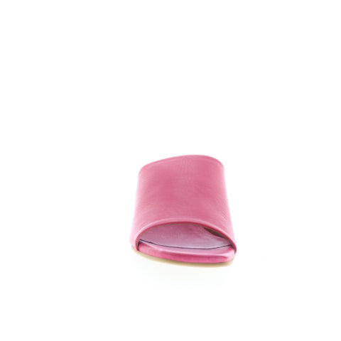 Miz Mooz Kaye Womens Pink Leather Slip On Heeled Sandals Shoes