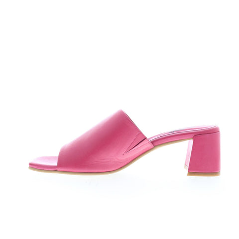 Miz Mooz Kaye Womens Pink Leather Slip On Heeled Sandals Shoes